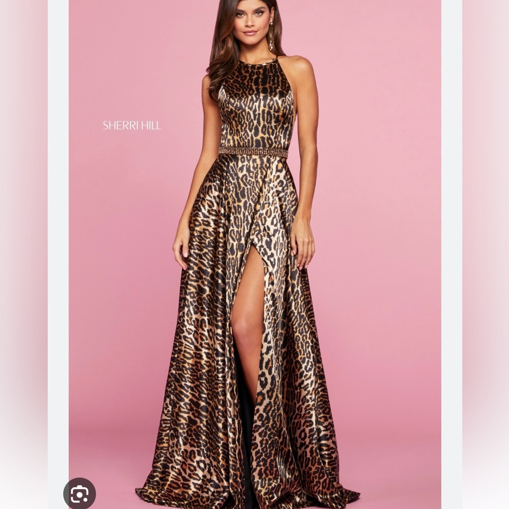 Sherri Hill sz 8 pageant dress gown. Leopard print!